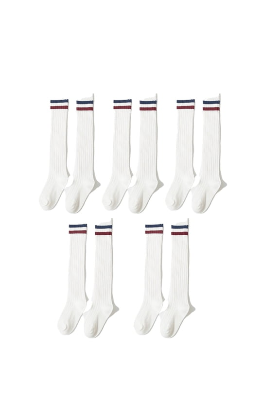 AUQ 5Pcs Kids Socks,High-Stretch Cuff Design Girls Socks,Seamless Construction for Comfort Cute Socks,Black