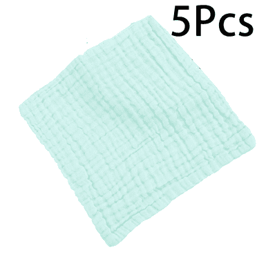 AUQ 5Pcs Muslin Burp Cloths 6 Layers of Gauze Baby Washcloths Folds Hand Towels,Green