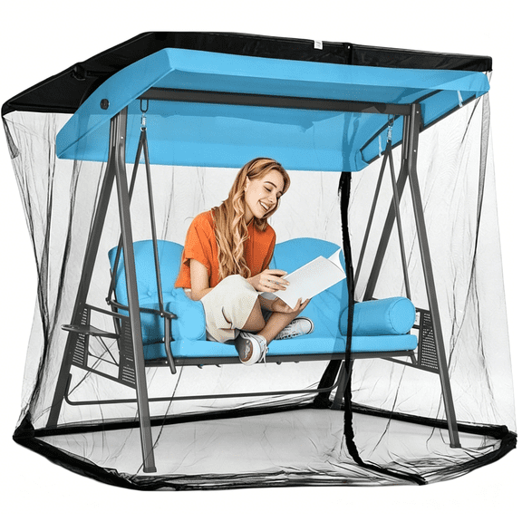 AUQ 6.7x6.7x4.1 Ft Outdoor Mosquito Netting for Patio Swing, Large