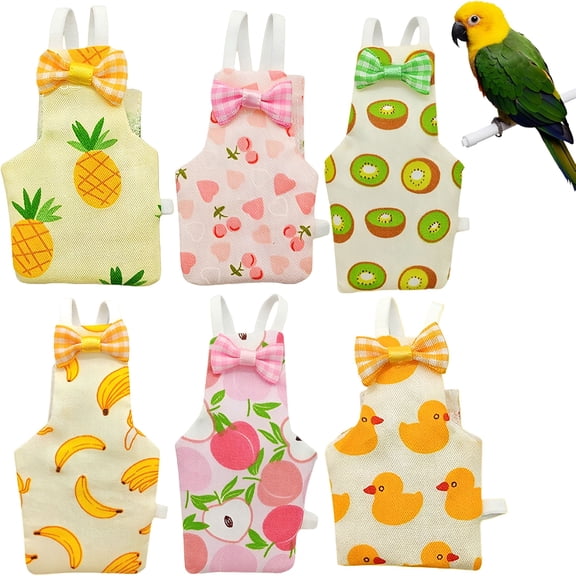 AUQ 6 PCS Bird Diaper, Parrot Diaper Flight Suit, Cute Pigeon Pants, Waterproof Inner, Reusable, Suitable for Conure, Lovebird, Parakeet, Budgerigar, Pet Chicken & Duck, Guinea Pig