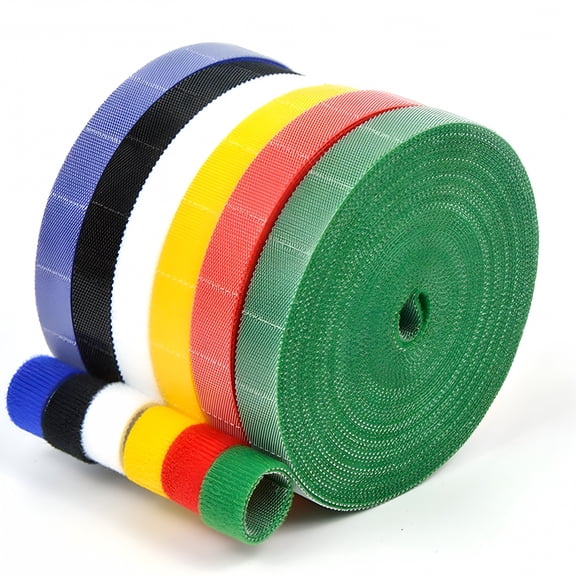 AUQ 6-Pack Hook and Loop Straps, 10ft Multi-Color Reusable Fastening Tape