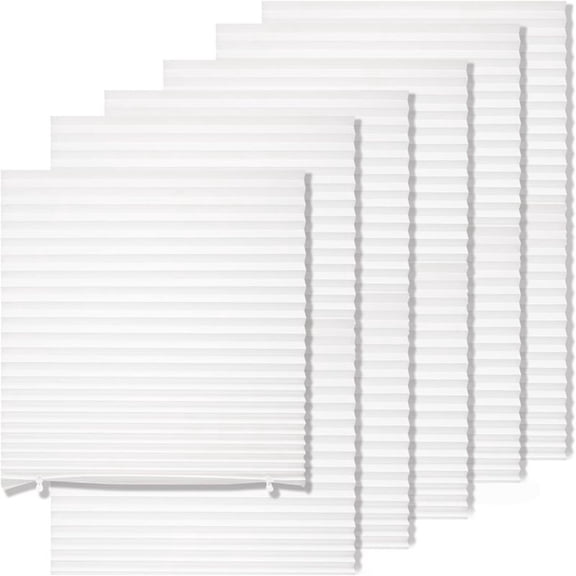 AUQ 6-Pack Temporary Light Filtering Paper Blinds for Window,Cut to Size Adhesive Paper Shades,Stick on Pleated Blinds,No Drill Easy Install,36" W X 72" H,White