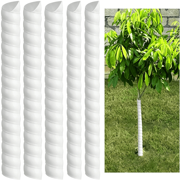 AUQ 6 Pcs Tree Trunk Protector 2 Size Tree Wraps to Protect Bark Plastic Spiral Tree Guard Tree Bark Protector Tube Wraps to Protect Saplings Plants from Deer Rabbit Cats Rodents Mowers
