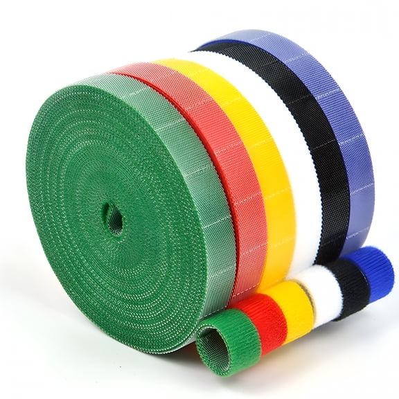 AUQ 6-pack Multi-color 10ft/Roll Hook and Loop Straps Reusable,Double Side Hook Roll Organizer Straps,Fastening Tape,for Home,Office,Workshop,Cable Management,Organization
