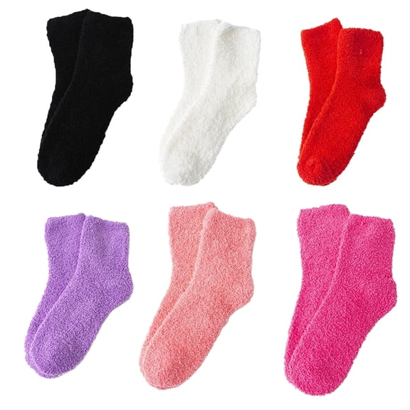 TELOLY 6Pairs Socks Trendy Fuzzy Socks for Stylish Comfort,Warm Long Socks for Winter Fun,Style2