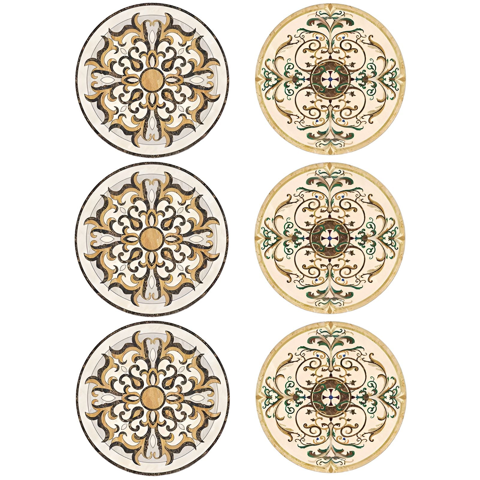 AUQ 6Pcs Coasters Multiple Colors Marble Coasters Round Design Coasters 
