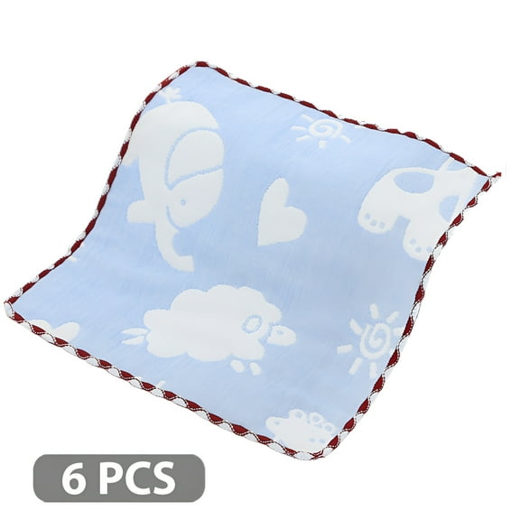 AUQ 6Pcs Cotton Washcloths Comfort-Retaining Fiber Bath Hand Towels Meticulous Stitch Finish Face Wash Cloth Blue1