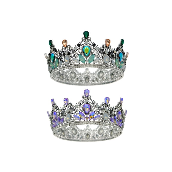 DESIGNICE 2Pcs Birthday Crown,Exquisite Engraving Design Birthday Crown,Gorgeous Relief Art Birthday Girl Crown,Color-Mixing1