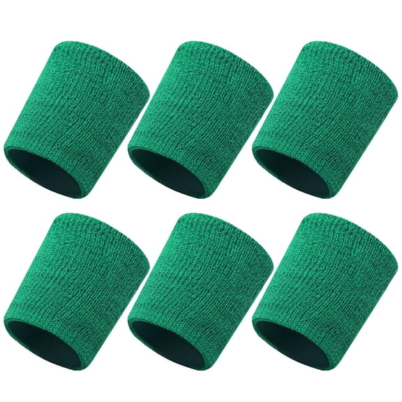 AUQ 6Pcs Wrist Bands Strong Sweat Absorption Sweat Band Breathable Wrist Wraps,Grass Green