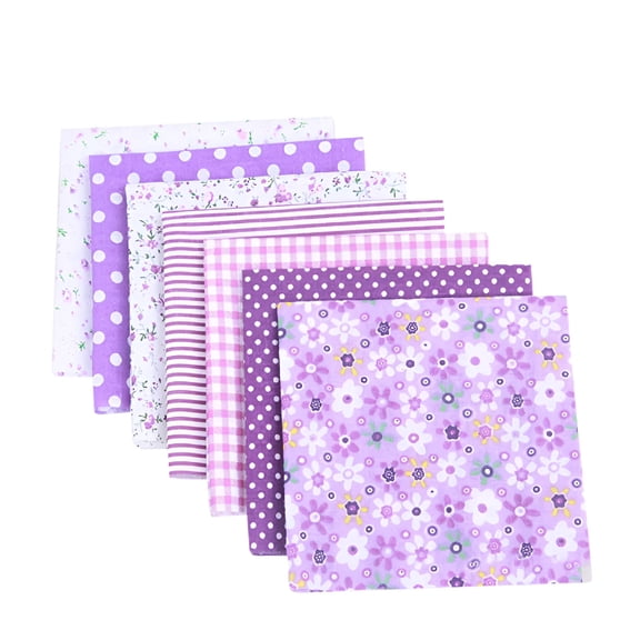 AUQ 7 Pcs Cotton Quilting Fabric Bundle, 10x10 Inch Pre-Cut Fat Quarter Squares for Patchwork, Sewing, DIY Crafts