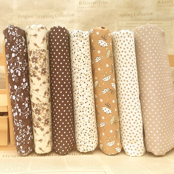 AUQ 7 Pieces Assorted Pre-Cut Thick Tabby Bundle Charm Cotton Quilt Fabric