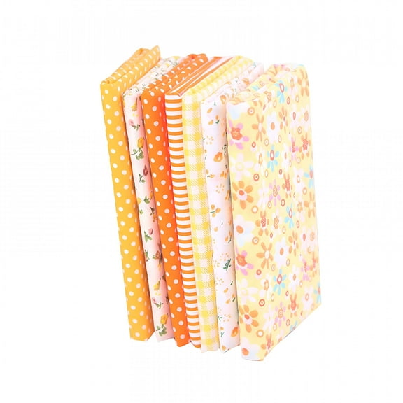AUQ 7pcs Cotton Fabric DIY Making Supplies Craft Patchwork Fabric Bundle Fat Quarter Pre-Cut Quilt Squares for DIY Sewing Scrapbooking