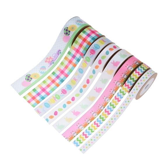 AUQ 8 Roll Easter Ribbon for Gift Wrapping DIY Wedding Wreaths Garland Crafting
