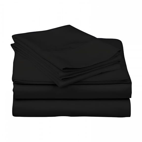 AUQ 800 Thread Count 100% Egyptian Cotton Sateen Weave-4 Piece Bed Sheets,Black Solid-Queen Size,Luxury Premium Sheet Set,Fits Mattresses Up to 18" Deep Pocket Black Sheets Queen