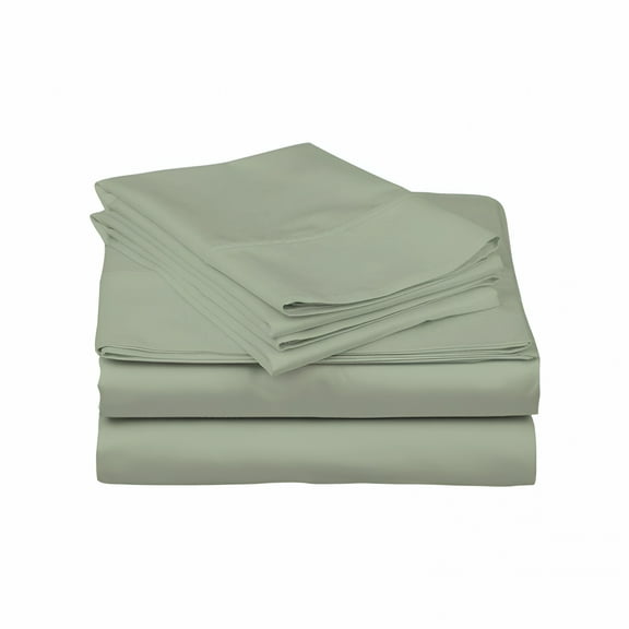 AUQ 800 Thread Count 100% Egyptian Cotton Sateen Weave-4 Piece Bed Sheets,Sage Solid-Queen Size,Luxury Premium Hotel Quality Sheet Set,Fits Mattresses Up to 18" Deep Pocket