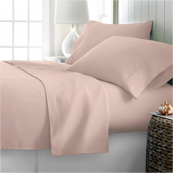 AUQ 800 Thread Count 100% Egyptian Cotton Sheets King Size, 4 Piece Luxury Bed Sheet Set, Blush Solid Color, Deep Pocket Fitted Sheet up to 24 Inches, Soft Sateen Weave