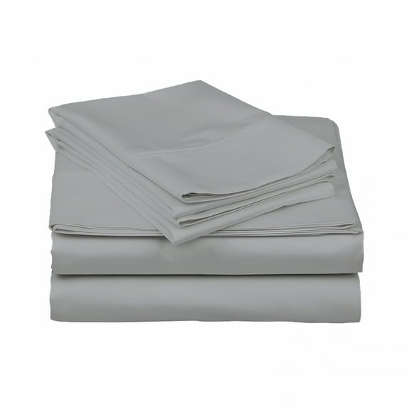 AUQ 800 Thread Count 100% Egyptian Extra Long Staple Cotton Sheet Set,4 Pc Set,Sateen Weave,Soft Luxury Bedding,Fits Up to 15" Inch Deep Pocket (Silver Solid,King Size)