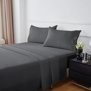 AUQ 800 Thread Count 100% Egyptian Extra Long Staple Cotton Sheet Set,4 Pc Set,Sateen Weave,Soft Luxury Bedding,Fits Upto 15" Inch Deep Pocket Dark Grey,Queen Size