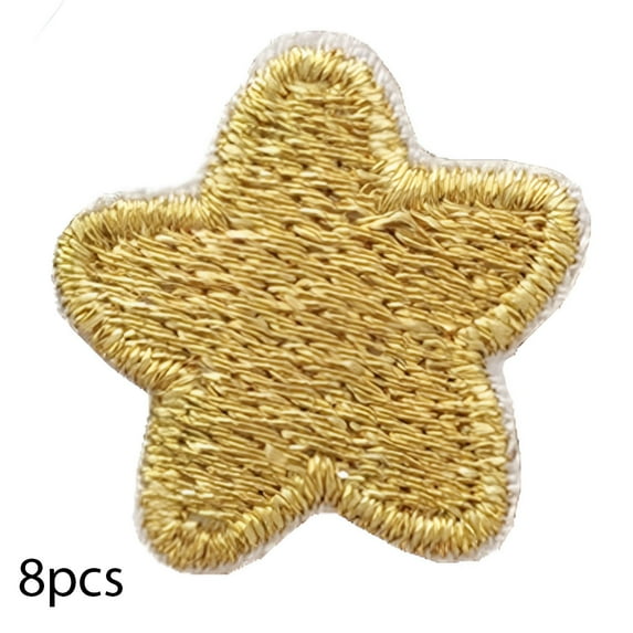 AUQ 8Pcs Iron on Patches Sewn Border Patches for Jackets Layered Touch Patches for Clothes Gold