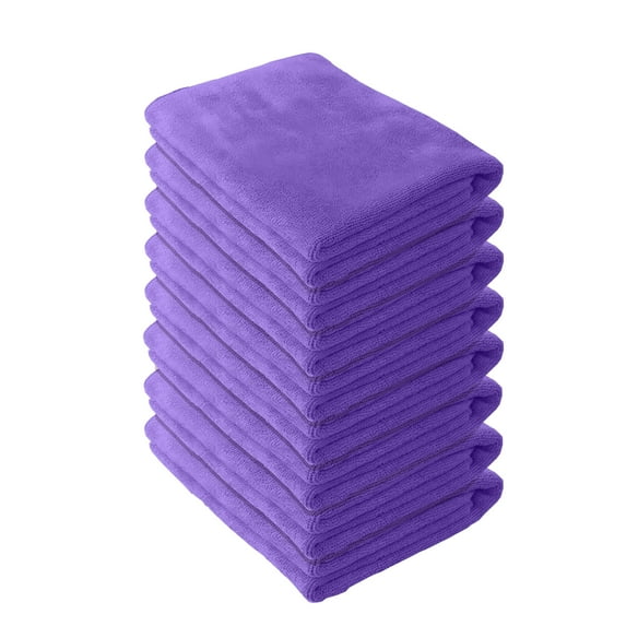 AUQ 8Pcs Microfiber Kitchen Towels,Dense Absorbent Microfiber Texture Wash Clothes,Reinforced Edge Sewing Dish Cloth,Purple,11.81*11.81*0.39in