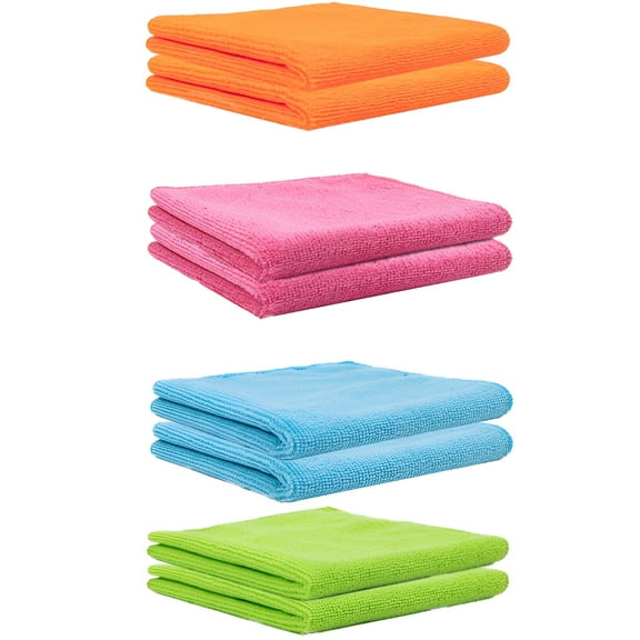 AUQ 8Pcs Microfiber Towel Clear Fabric Patterns Micro Fiber Cloth for Cleaning Quick Water Intake Microfiber Towels for Cars Colormixing4
