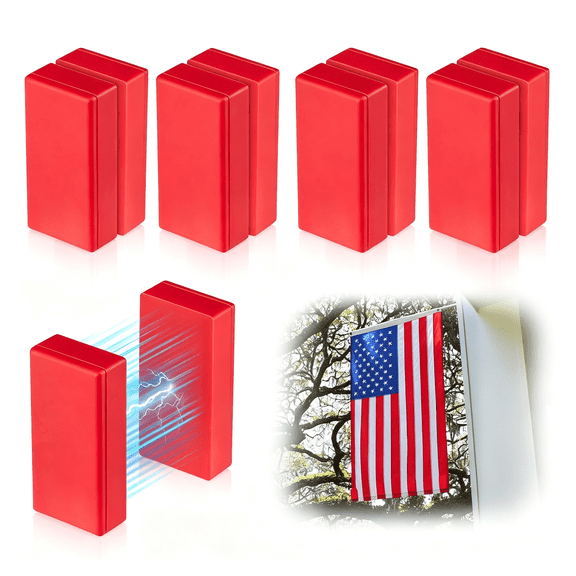 AUQ 8Pcs Strong Magnetic Flag Weights for Bottom of Flag in Winds|Heavy Duty Rubber Coated Curtain Magnets,Waterproof Banner Weights Help Reduce Flag and Drapery Tangling,4 Pairs