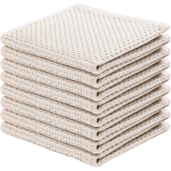 AUQ 8Pcs Towel Set,Soft and Comfortable Material Bathroom Towels,Hanging Design Double-Sided Usable Bath Sheets,Off-White