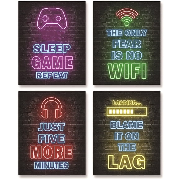 AUQ Accessories Home Decor Video Game Room Decor Boys Gaming Wall Art Neon Game Room Decor Gaming Poster Game Room Wall Decor Teenage Boys Room Decor Video Room Decor