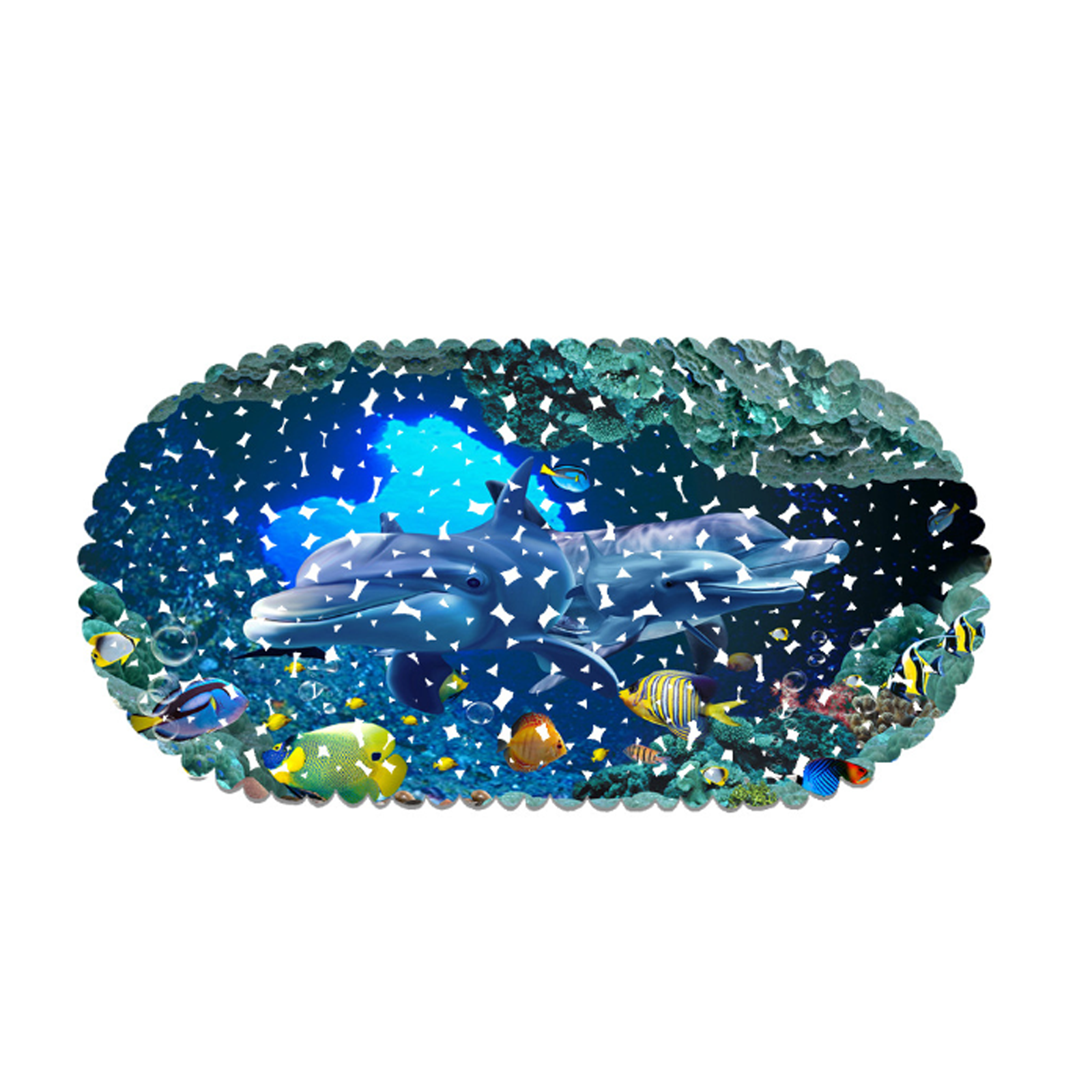 HIBIBUD Baby Bath Mat,Dolphin Strong Anti-Slip Design Bathroom Rugs,Secure Suction Cups Bath Mat