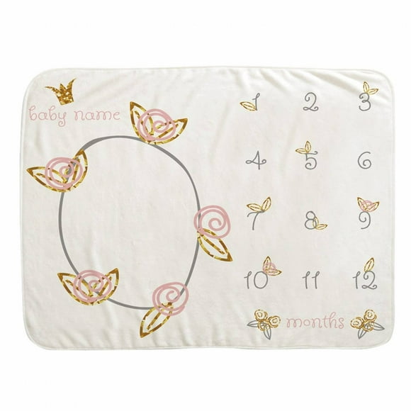 AUQ Baby Milestone Blanket,Multifunctional Baby Growth Blanket Milestone Blanket for Baby Girl,The Best Gift Baby Monthly Milestone Blanket,L,70*100cm