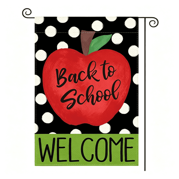 AUQ Back to School Welcome Garden Flag 12X18" Double Sided,Weather & Fade Resistant,Yard Outdoor Decor,Features Back to School Garden Flags for Outside