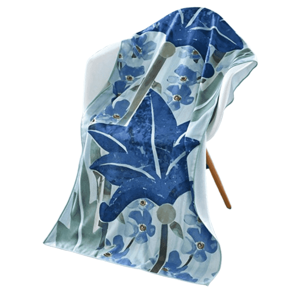 AUQ Bath Sheet,Soft and Comfortable Material Towel Set,Antibacterial Design Non-Stick to Hair Bathroom Towels,Blue Leaves