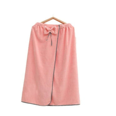 AUQ Bath Towels Coral Fleece Bathrobe Solid Color Hand Towels for Bathroom，Pink