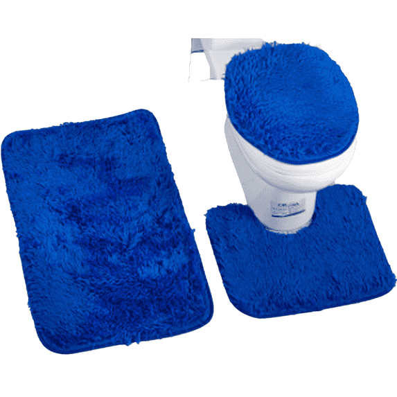 AUQ Bathroom Accessories,Good Slip Resistance Bathroom Rugs,Braid Compaction 3 Piece Bathroom Rug Set,Blue