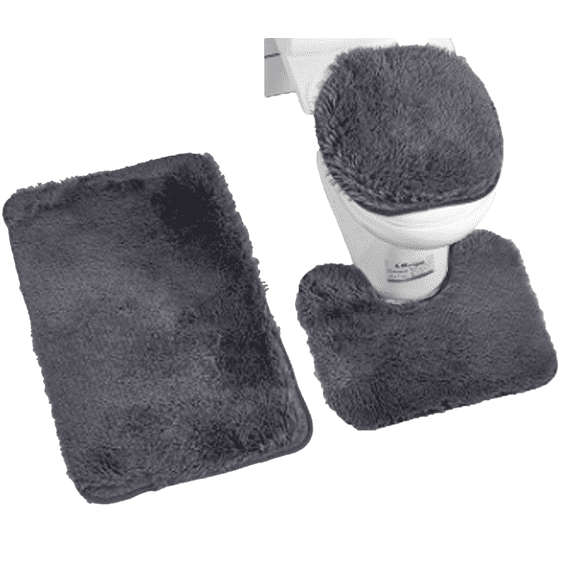 AUQ Bathroom Accessories,Strong and Wear-Resistant Bathroom Rugs,No Skin Irritation 3 Piece Bathroom Rug Set,Dark Gray