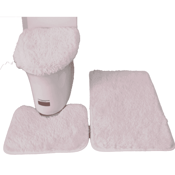 RLESO Bathroom Accessories, 3D Wrapping Firm Sewing 3 Piece Bath Rug Set, Light Pink