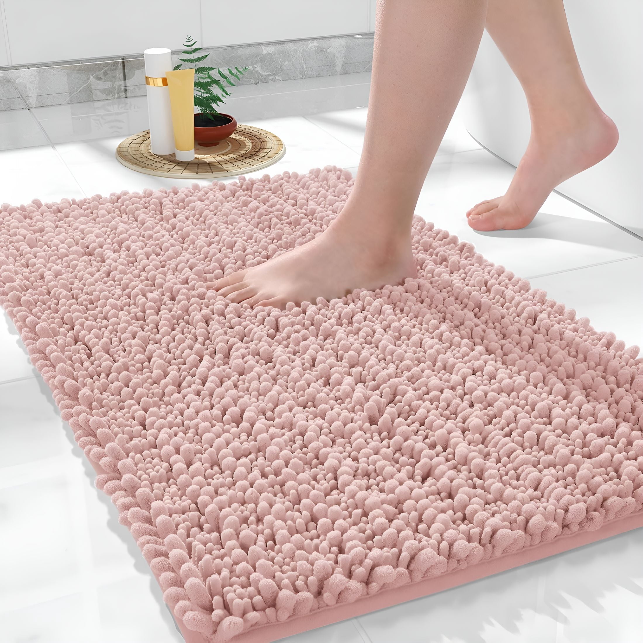 AUQ Bathroom Rugs Non Slip Washable - Ultra Soft Absorbent Chenille ...