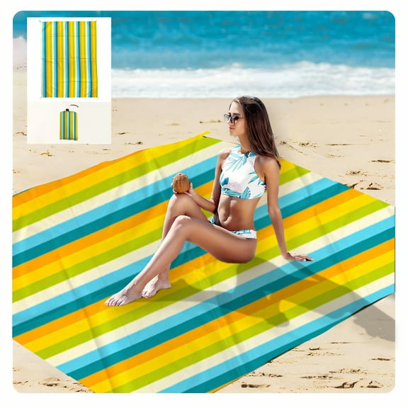 AUQ Beach Blanket,Sand Repellent Beach Blanket Waterproof Sandproof,Wipe Clean Beach Mat,100X140Cm