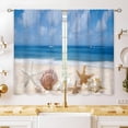 thumbnail image 1 of AUQ Beach Starfish Seashell Small Kitchen Curtains Ocean Coastal Window Treatment Nautical Sea Cafe Short Window Curtains for Bathroom Dining Room Scenery Tier Treatment Drapes 27.5x39", 1 of 4