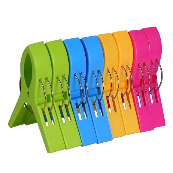 AUQ Beach Towel Clips,5" Set of 8,Pool Chair Towel Holder,Windproof,Rust-Resistant,Multi-Purpose,Random Color