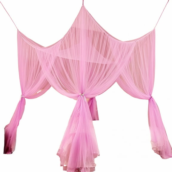 AUQ Bed Canopy, Canopy Bed Curtains Bed Drapes for Full Queen King Size Bed, Mosquito Net Bed Curtains for Patio Indoor Outdoor Net, Black Bed Canopy Curtains for Gothic