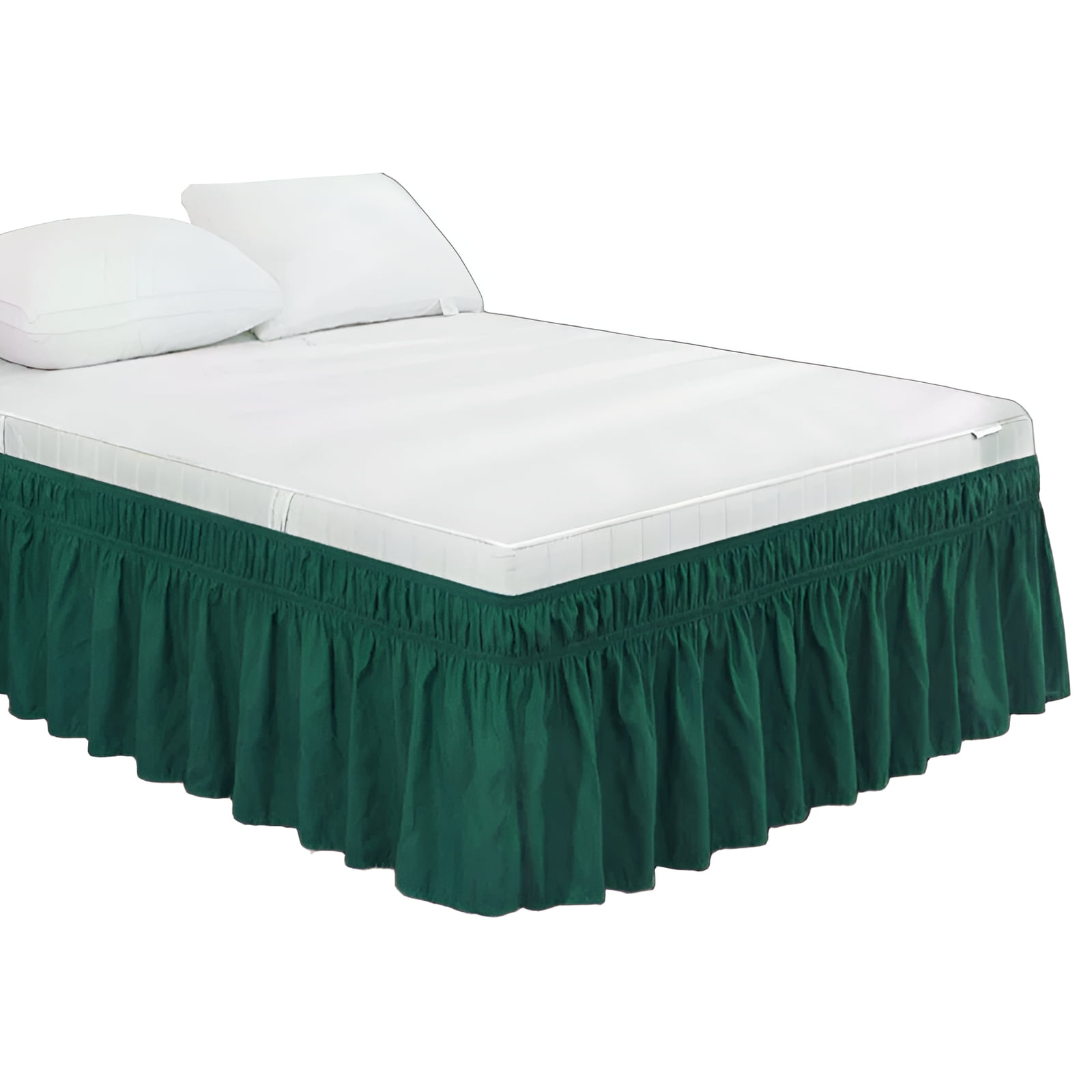 Coastal Coral Queen Size Wrap Around Bed Skirt - 18 Inch Drop, Elastic Gathered Dust Ruffle, Ocean Starfish Pattern