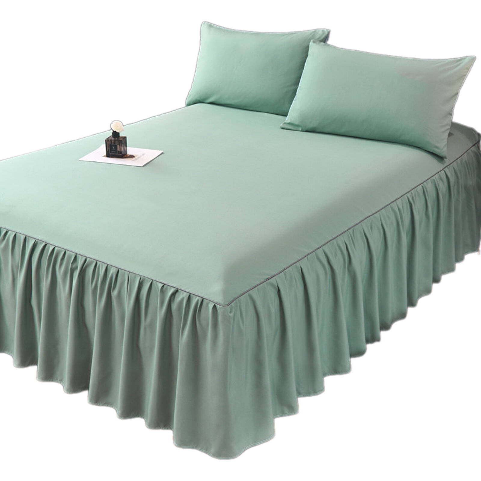 AUQ Bed Skirt Elegant Solid Color Design Complements Any Bedroom Decor Queen Bed Skirt Green