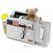 JOVATI AUQ Bedside Storage Bag With Pockets, Felt Hanging Organizer Storage Bag With Tissue Box And Water Bottle Pocket, Bedside Caddy For Book, Phone, Remote, Pad,(Light Gray)