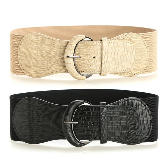 AUQ Belt,Elastic Stretch Structure Belts for Women,Wide Design Shaping Effect Fashionable Animal Print Design Western Outfit for Women,33In