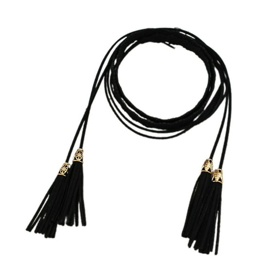 AUQ Belt,Ethnic-Inspired Unique Design Belts for Women,Adjustable Knot-Tie Band Western Outfit for Women,Black,67in