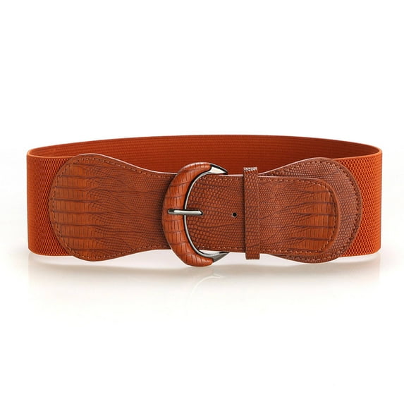 AUQ Belt,Fashionable Animal Print Design Belts for Women,Leather Buckle Detail Western Outfit for Women,Brown,33in