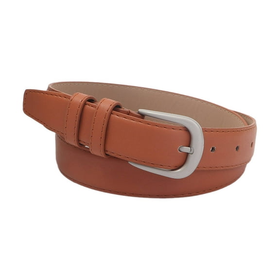 AUQ Belt,Golden Double Circle Buckle Design Belts for Women,Flexible and Comfortable Material Western Outfit for Women,Brown