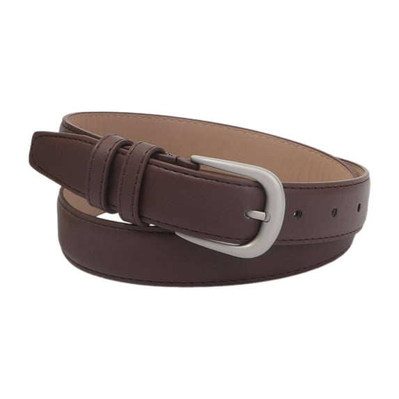 AUQ Belt,Golden Double Circle Buckle Design Belts for Women,Flexible and Comfortable Material Western Outfit for Women,Coffee