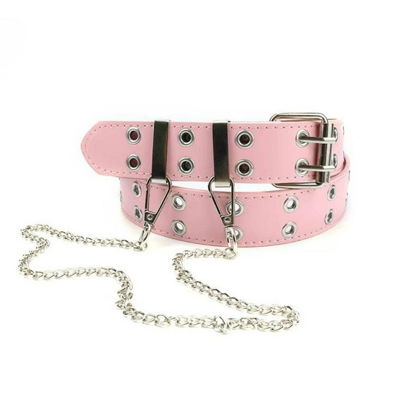AUQ Belt,Punk Style Chain Design Belts for Women,Y2K Niche Design Inspiration Versatile Pink Color Scheme Western Outfit for Women,43In